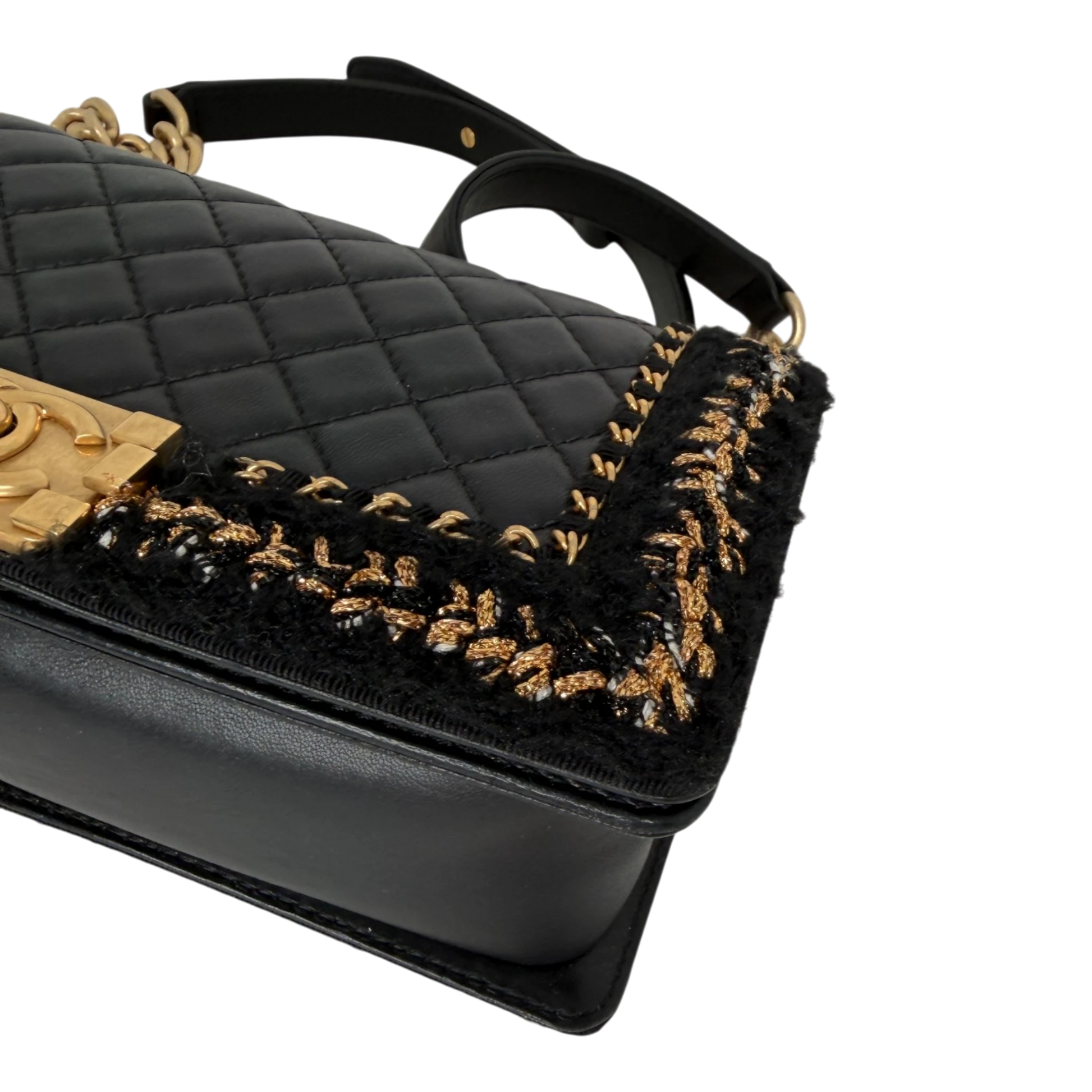 Chanel Boy Braided Jacket Tweed x Lammleder Chanel