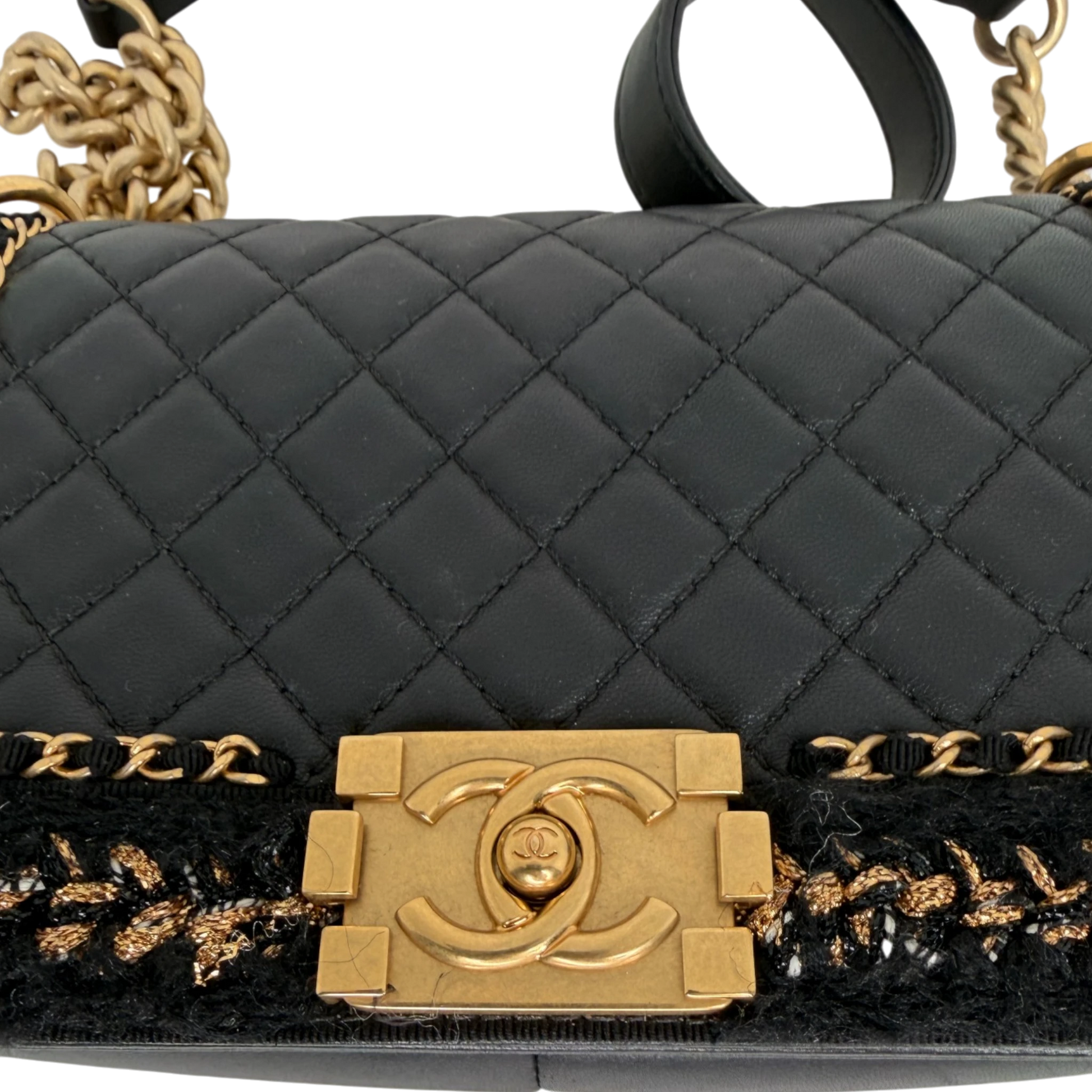 Chanel Boy Braided Jacket Tweed x Lammleder Chanel
