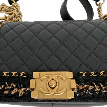 Chanel Boy Braided Jacket Tweed x Lammleder Chanel