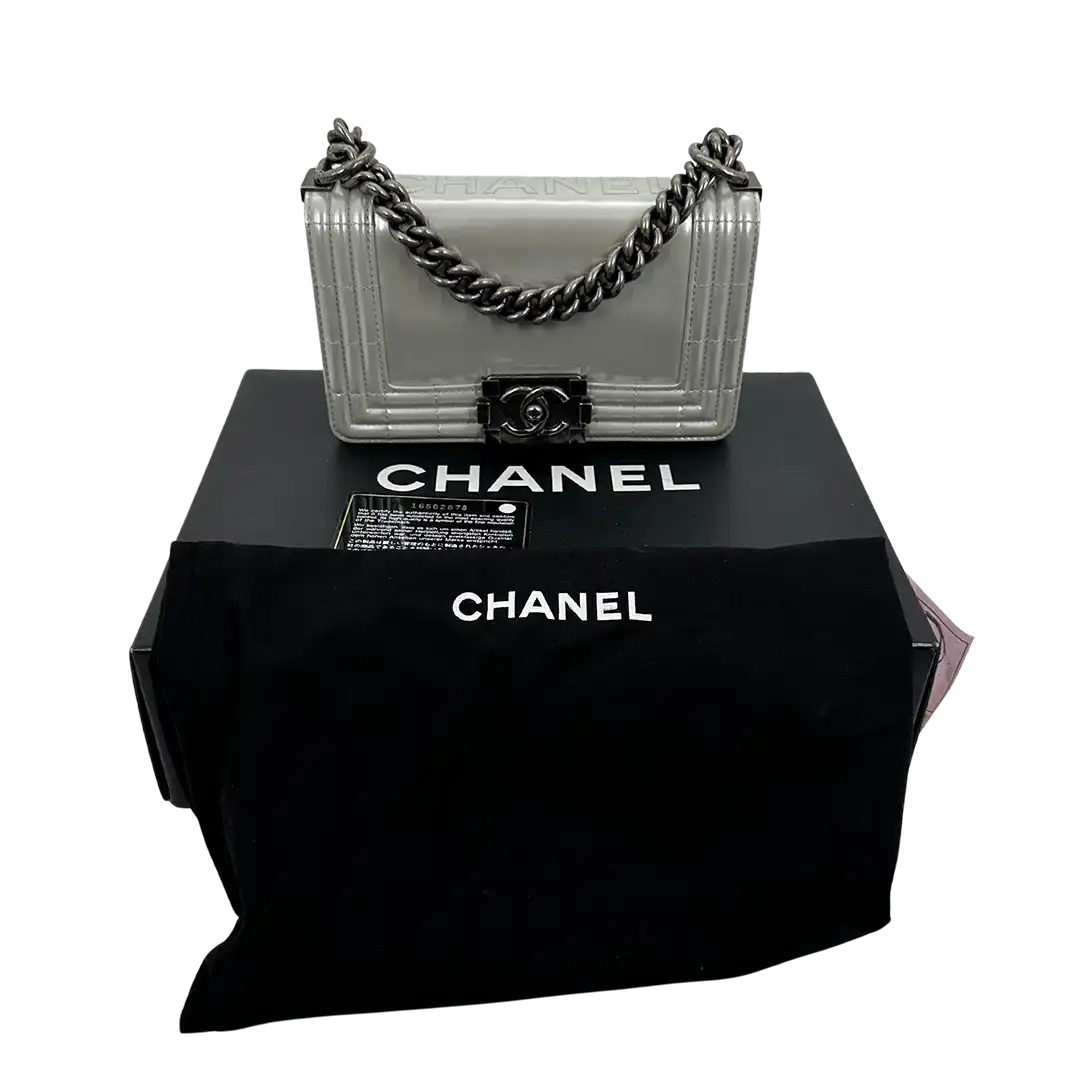 Chanel Boy Bag small glazed Silver selten / gut Chanel