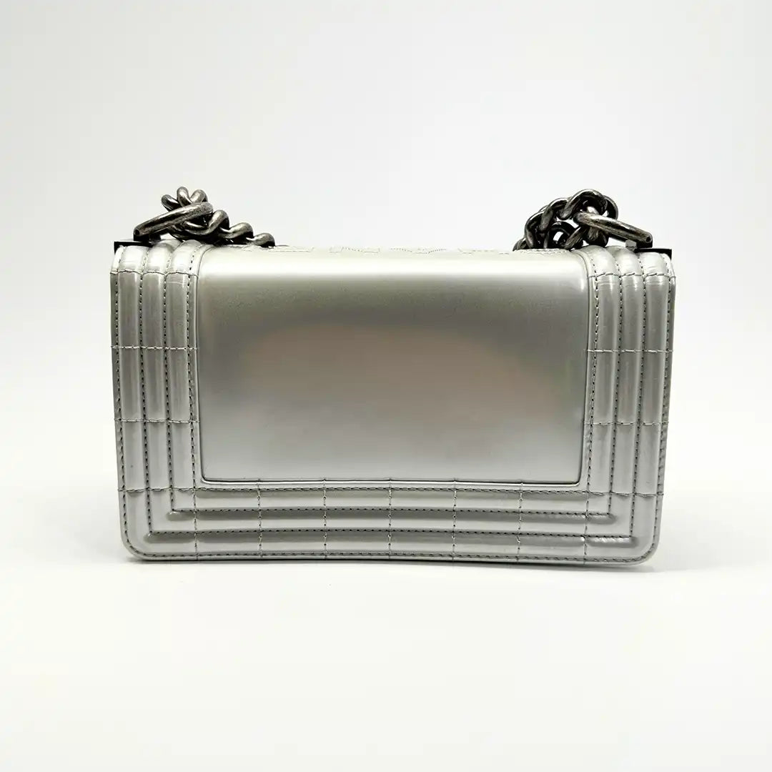 Chanel Boy Bag small glazed Silver selten / gut Chanel