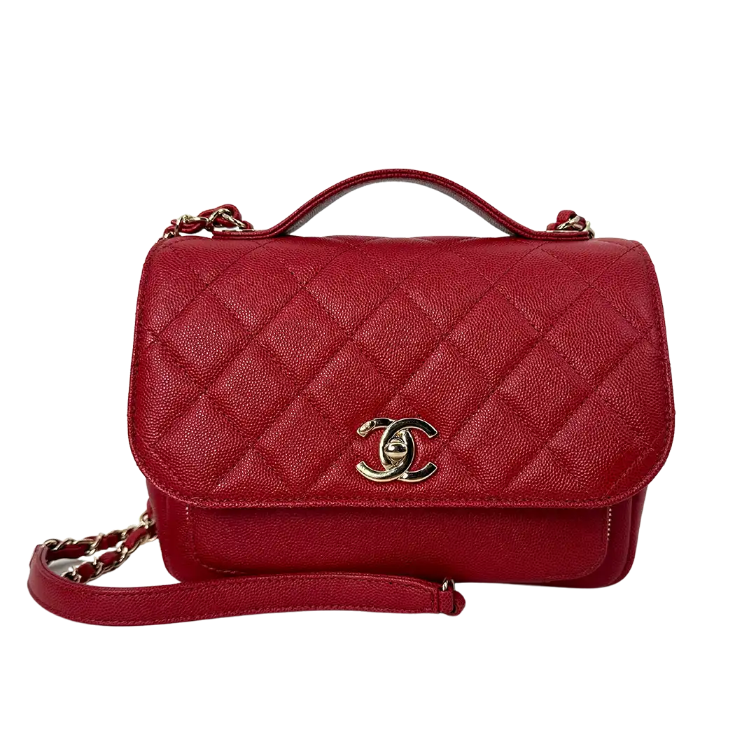 Chanel Business Affinity Medium mittelgroße Tasche Caviar Leder rot Fullset / neuwertig Chanel