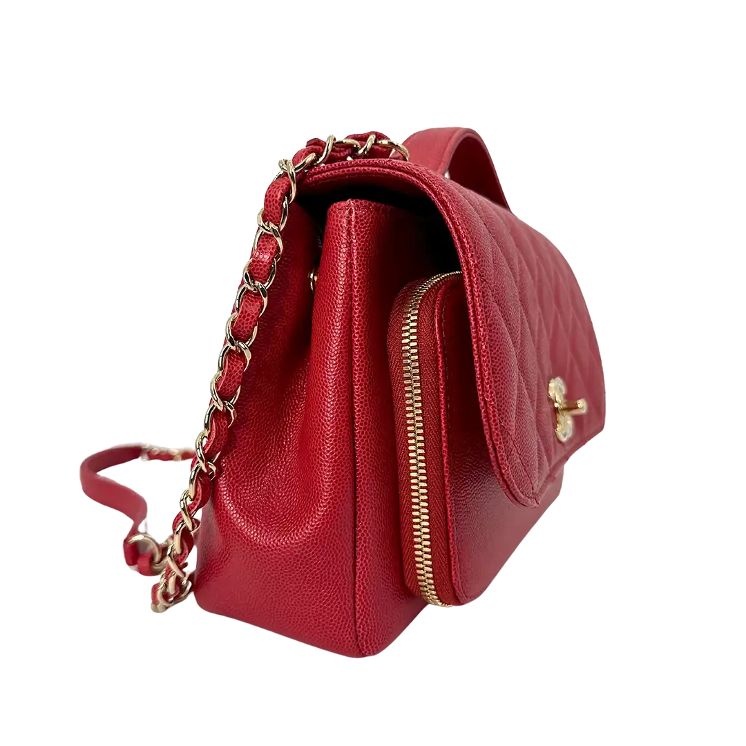 Chanel Business Affinity Medium mittelgroBe Tasche Caviar Leder rot Fullset neuwertig