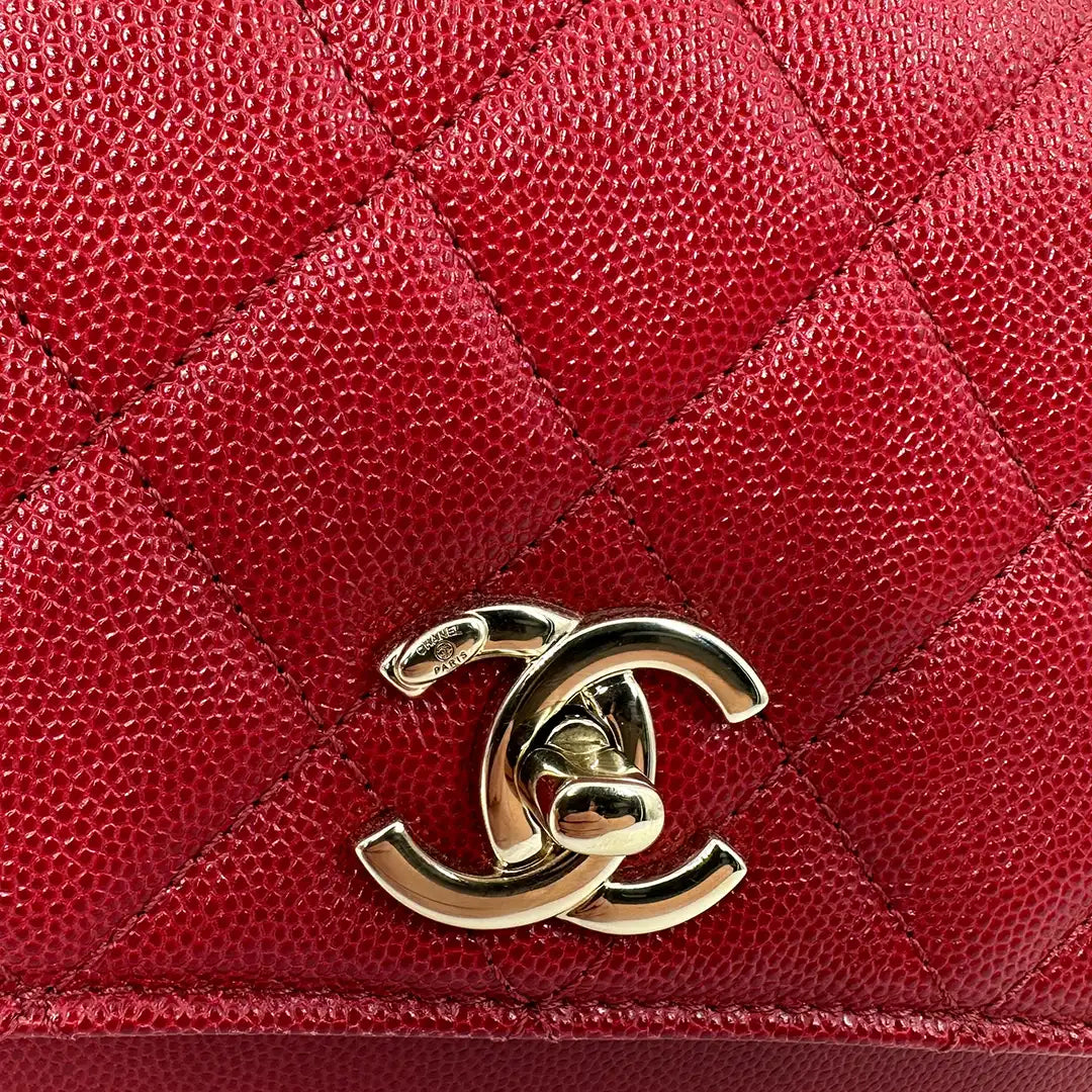 Chanel Business Affinity Medium mittelgroße Tasche Caviar Leder rot Fullset / neuwertig Chanel