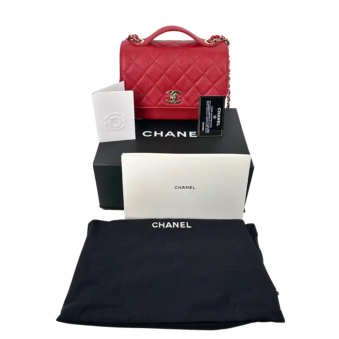 Chanel Business Affinity Medium mittelgroße Tasche Caviar Leder rot Fullset / neuwertig Chanel