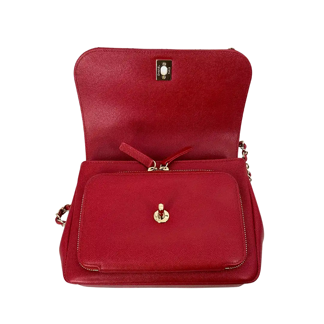 Chanel Business Affinity Medium mittelgroße Tasche Caviar Leder rot Fullset / neuwertig Chanel