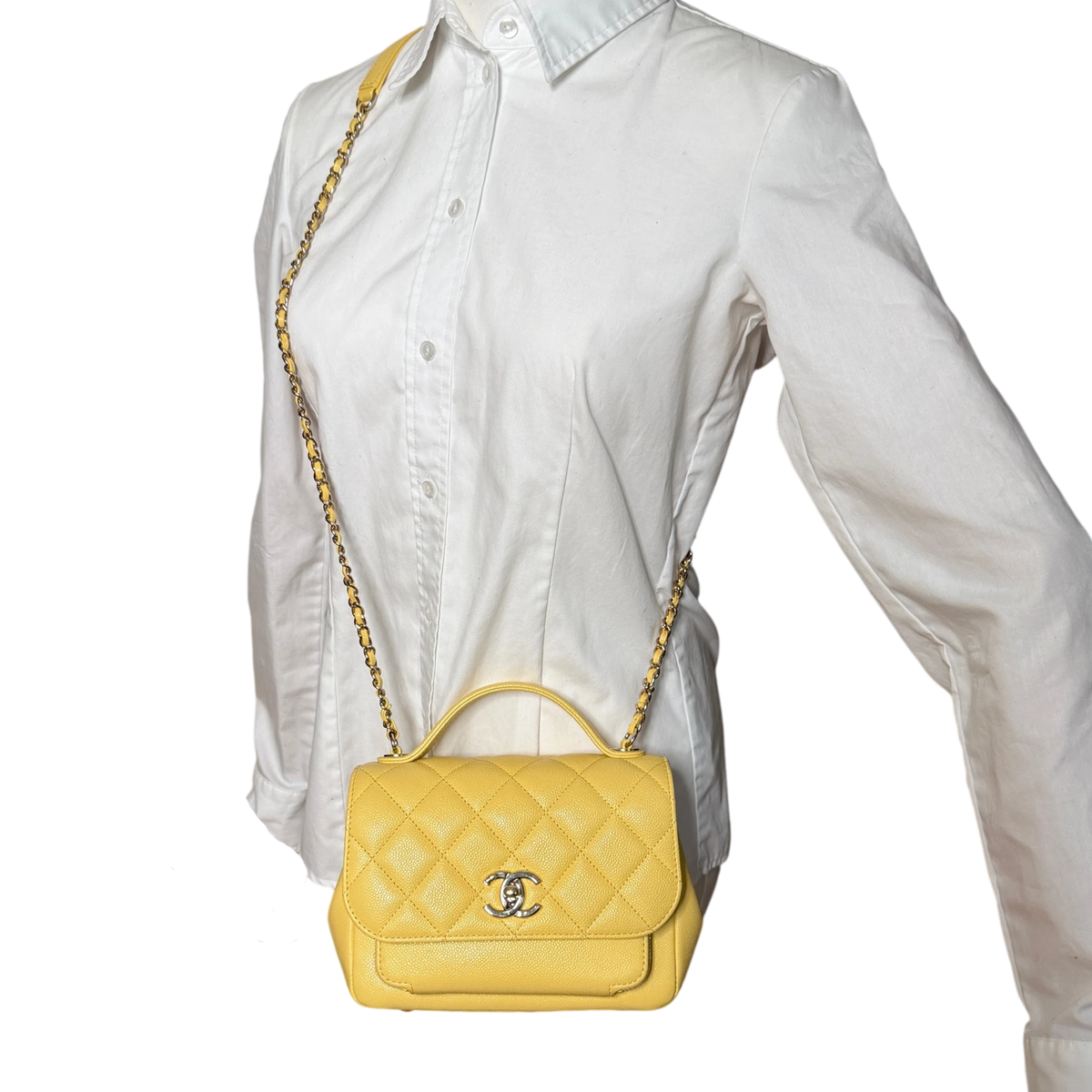 Chanel Business Affinity Small Flap Bag Caviar Gelb Gold Chanel