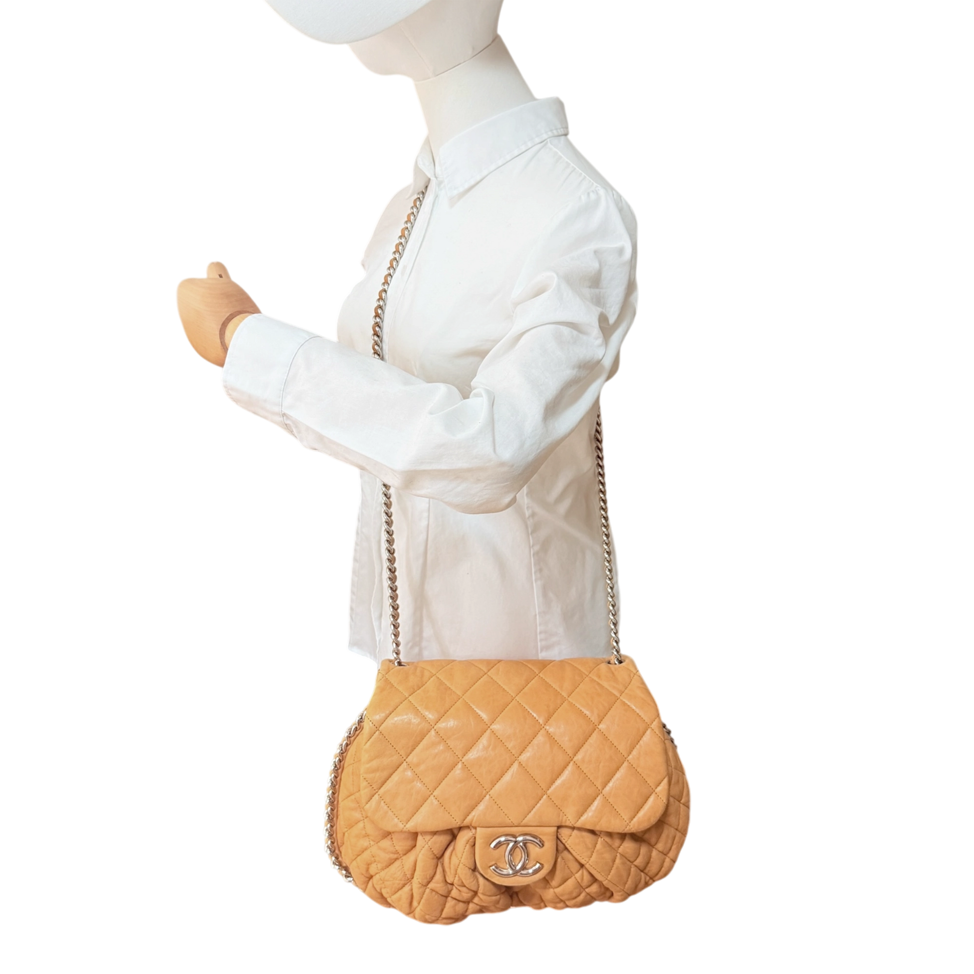 Chanel Chain Around Timeless Flap Bag hellbraun Leder CC-Logo / gut Chanel