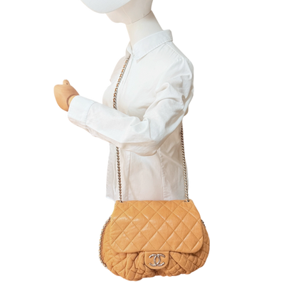 Chanel Chain Around Timeless Flap Bag hellbraun Leder CC-Logo / gut Chanel