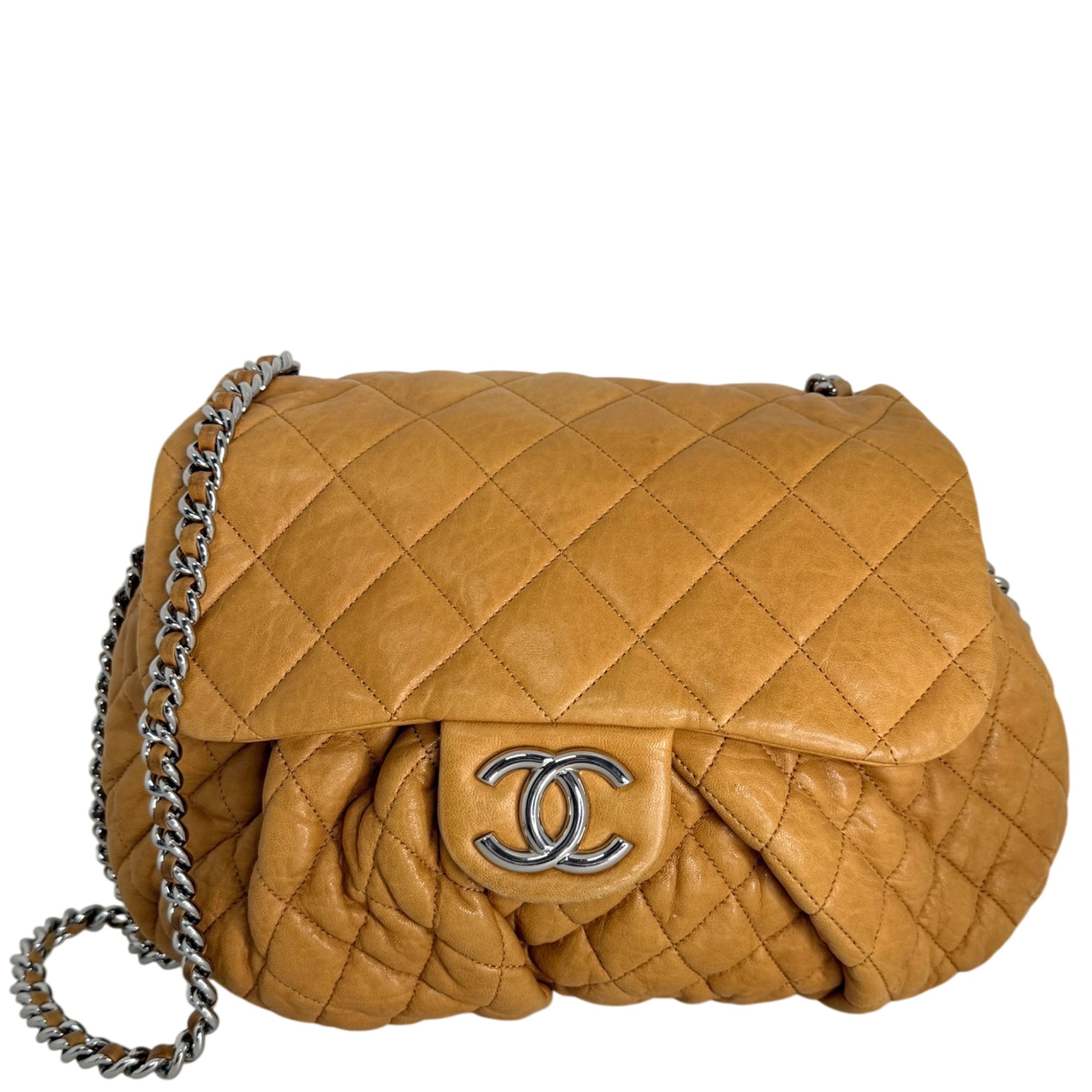 Chanel Chain Around Timeless Flap Bag hellbraun Leder CC-Logo / gut Chanel