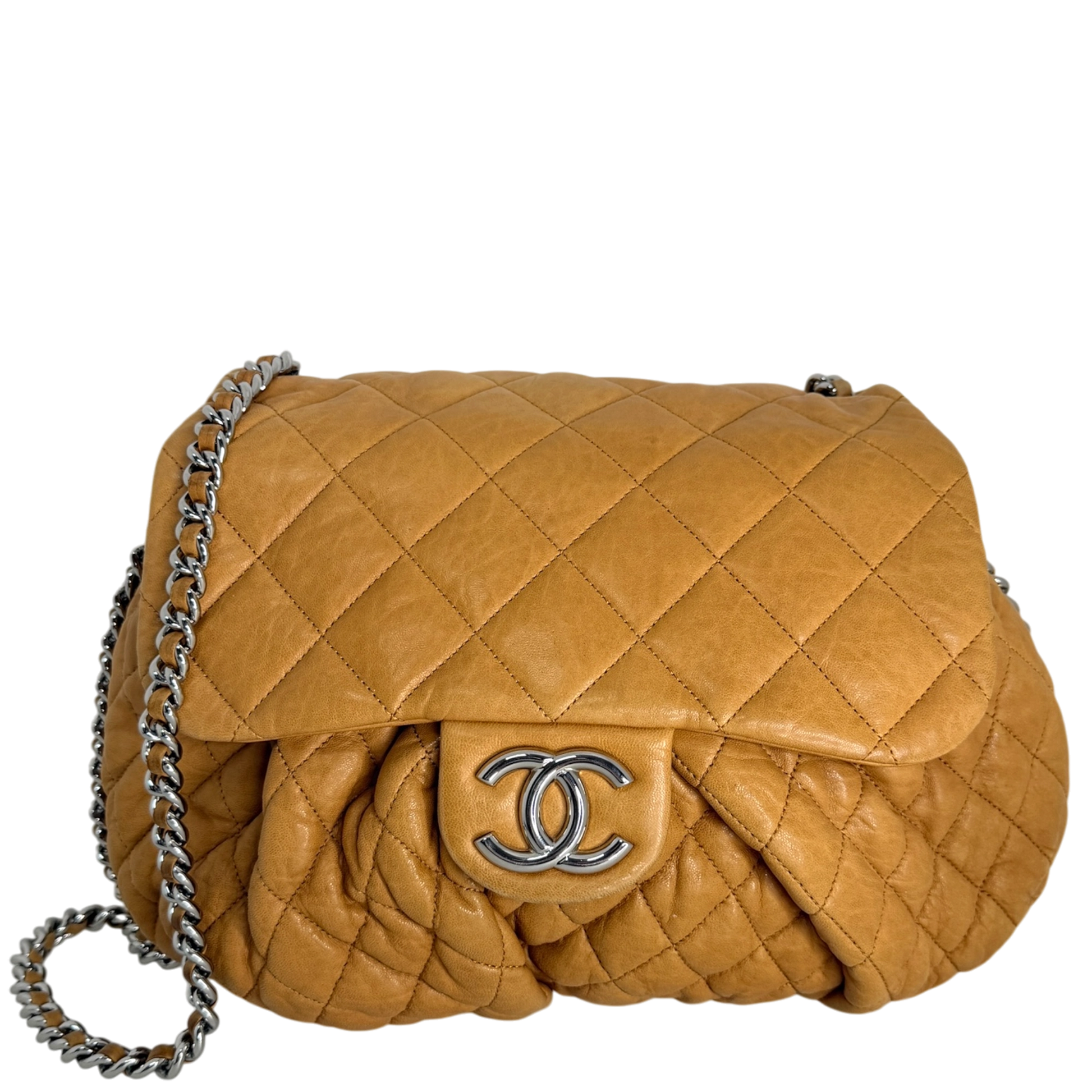 Chanel Chain Around Timeless Flap Bag hellbraun Leder CC-Logo / gut Chanel