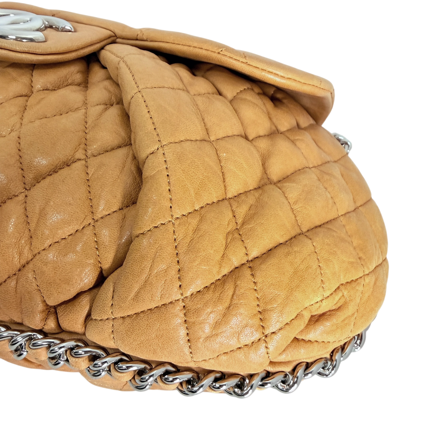 Chanel Chain Around Timeless Flap Bag hellbraun Leder CC-Logo / gut Chanel