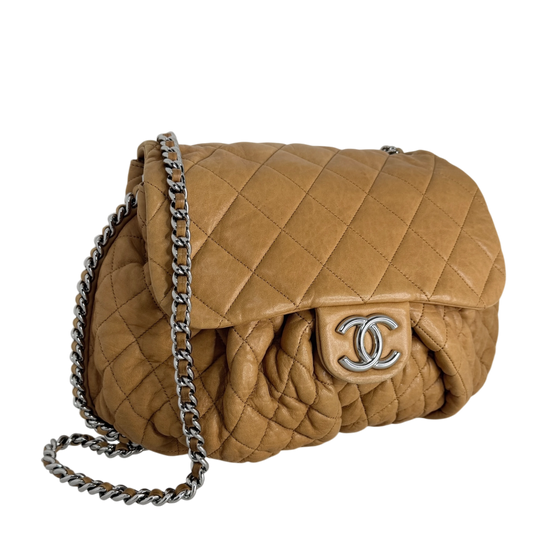 Chanel Chain Around Timeless Flap Bag hellbraun Leder CC-Logo / gut Chanel