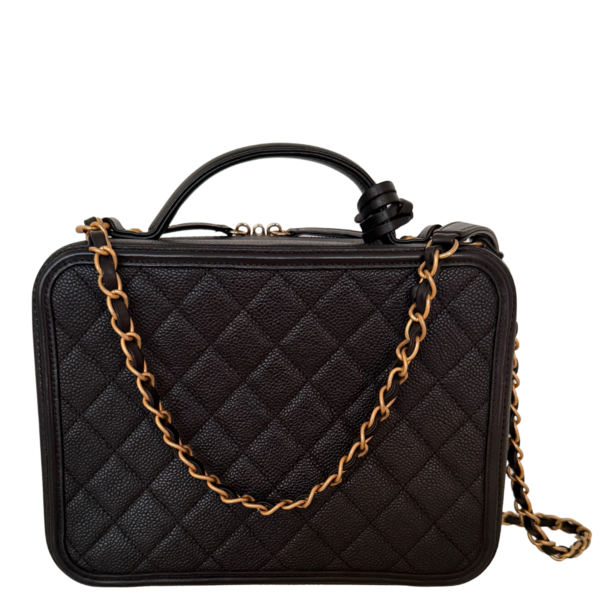Chanel CC Filigree Vanity Case Large Leder schwarz / sehr gut Chanel