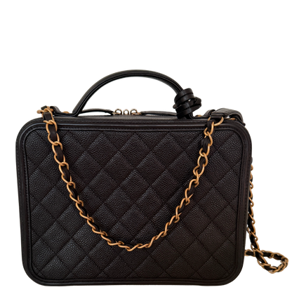 Chanel CC Filigree Vanity Case Large Leder schwarz / sehr gut Chanel