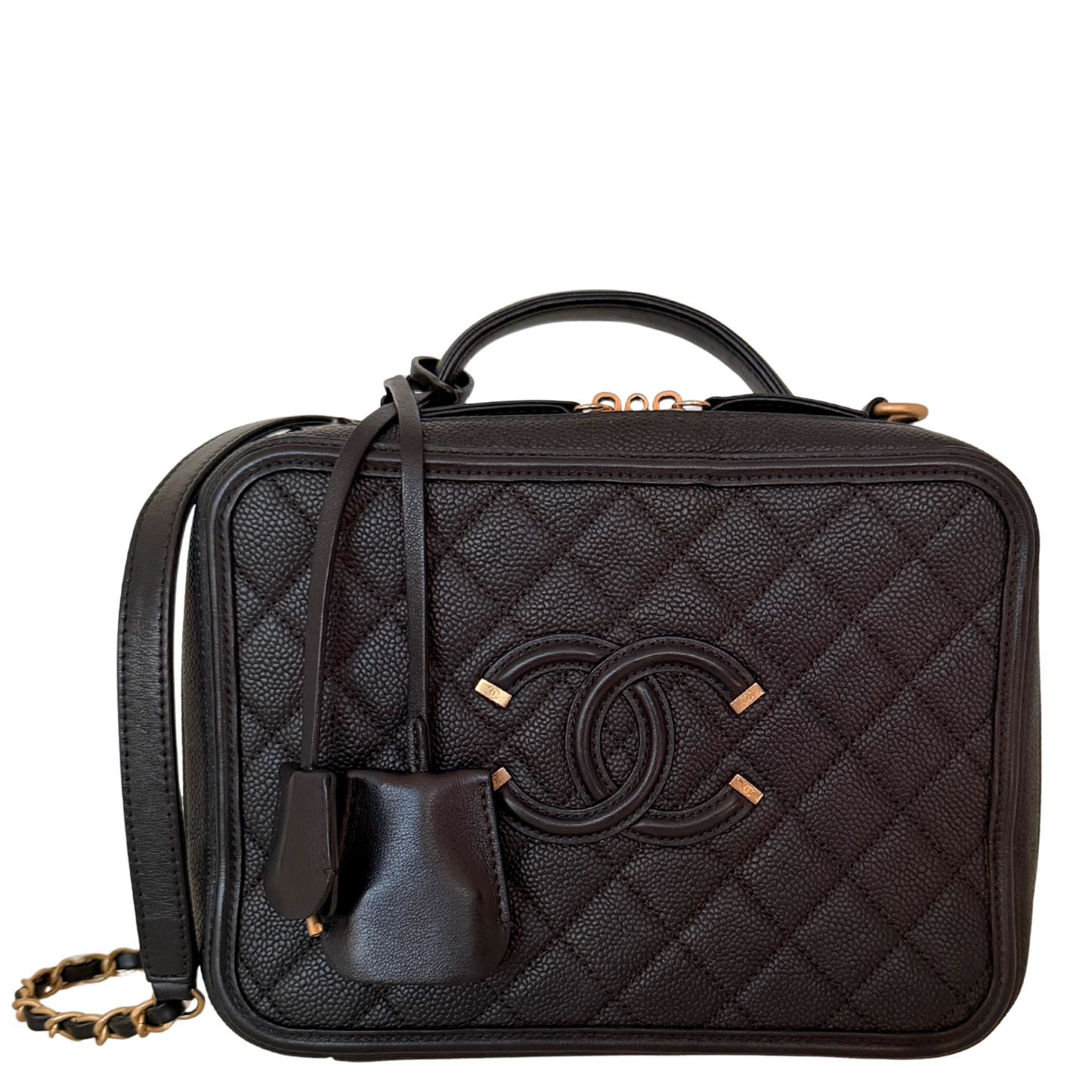 Chanel CC Filigree Vanity Case Large Leder schwarz / sehr gut Chanel