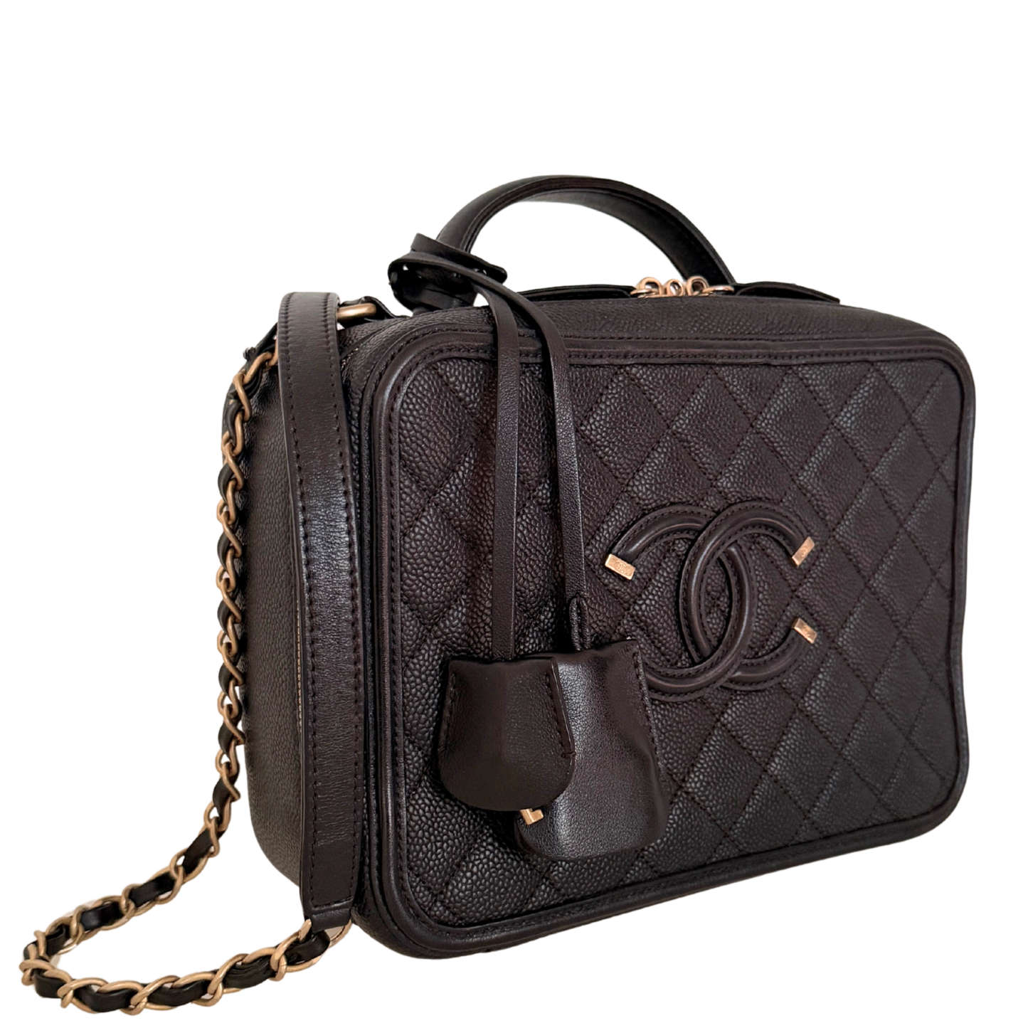 Chanel CC Filigree Vanity Case Large Leder schwarz / sehr gut Chanel