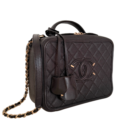 Chanel CC Filigree Vanity Case Large Leder schwarz / sehr gut Chanel