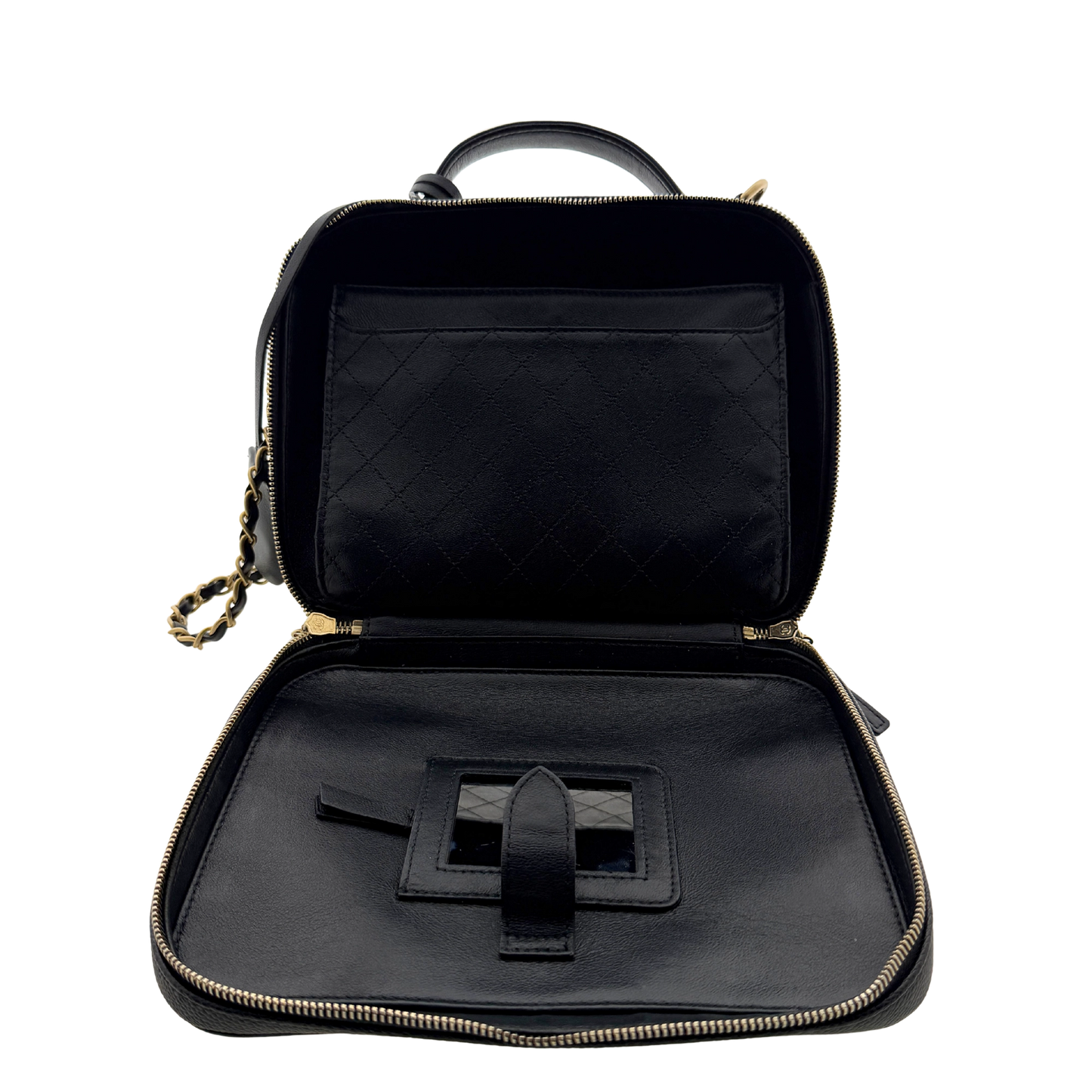 Chanel CC Filigree Vanity Case Large Leder schwarz / sehr gut Chanel