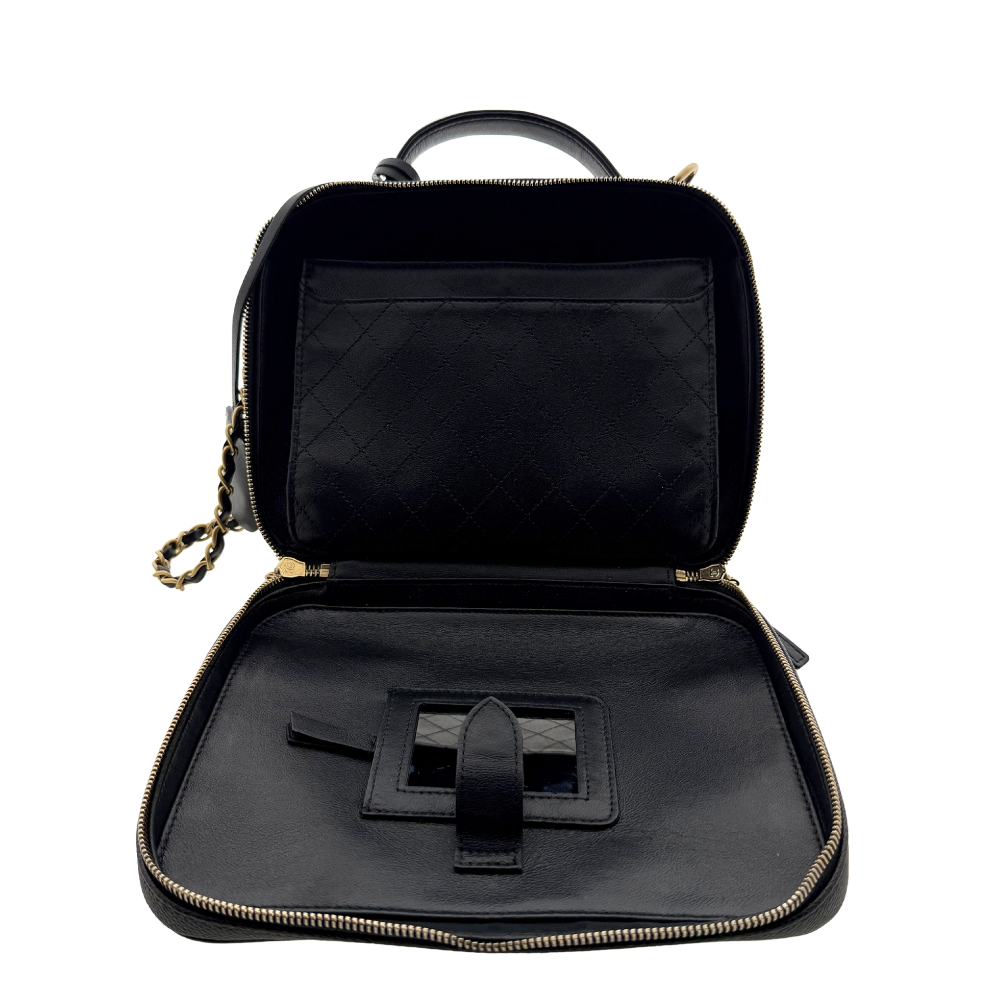 Chanel CC Filigree Vanity Case Large Leder schwarz / sehr gut Chanel