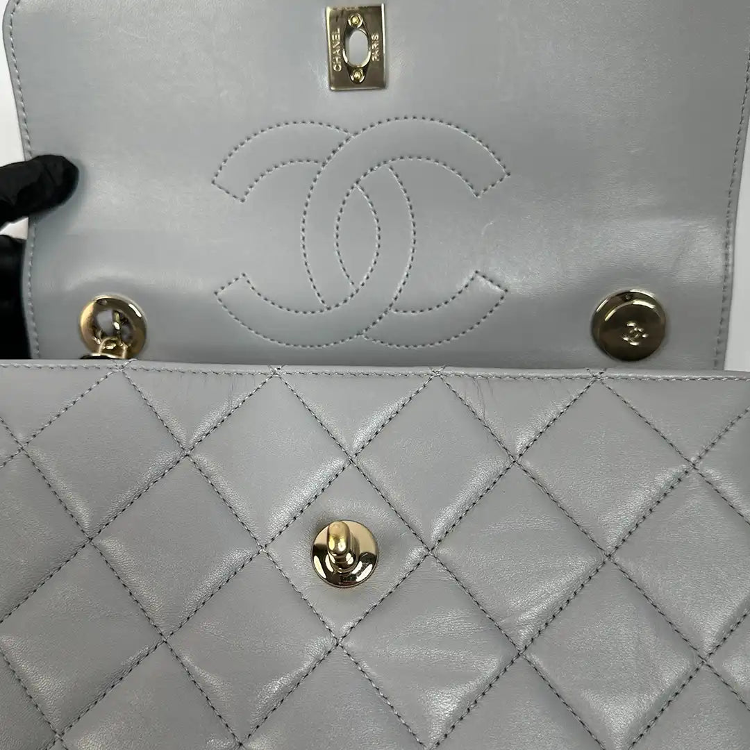 Chanel Trendy CC Top Handle Tasche Lammleder hellgrau Fullset / sehr gut Chanel