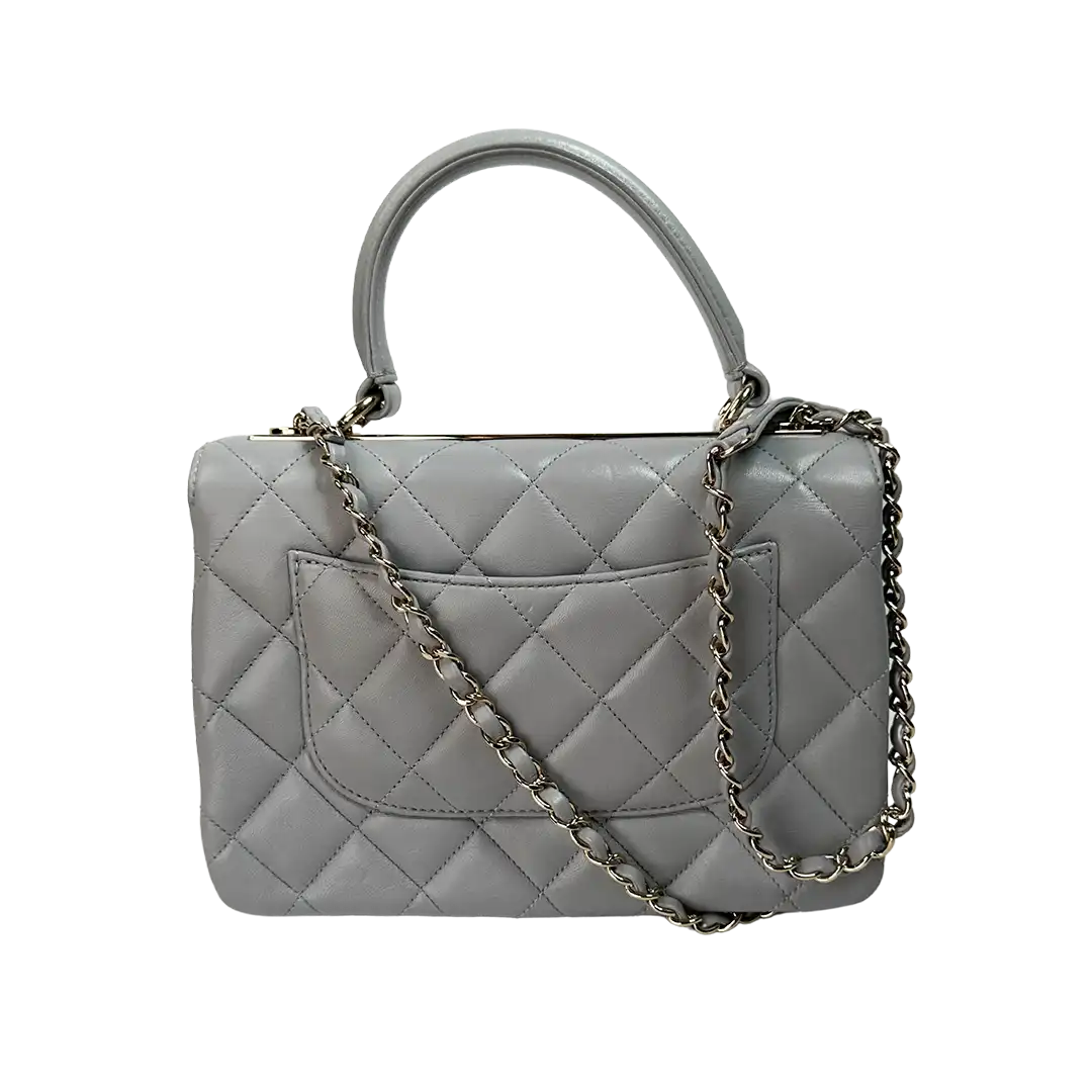 Chanel Trendy CC Top Handle Tasche Lammleder hellgrau Fullset / sehr gut Chanel