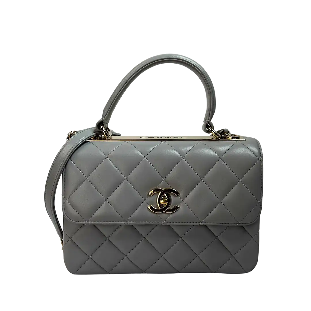 Chanel Trendy CC Top Handle Tasche Lammleder hellgrau Fullset / sehr gut Chanel