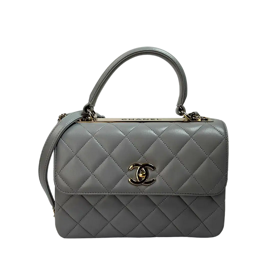 Chanel Trendy CC Top Handle Tasche Lammleder hellgrau Fullset / sehr gut Chanel