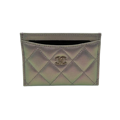 Chanel Iridescent Kartenetui Kartenhalter Leder lila Fullset / neu Echtheitscheck