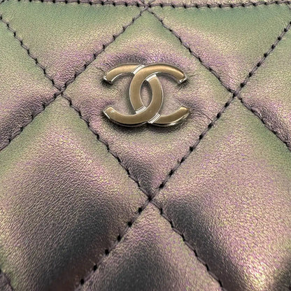 Chanel Iridescent Kartenetui Kartenhalter Leder lila Fullset / neu Echtheitscheck