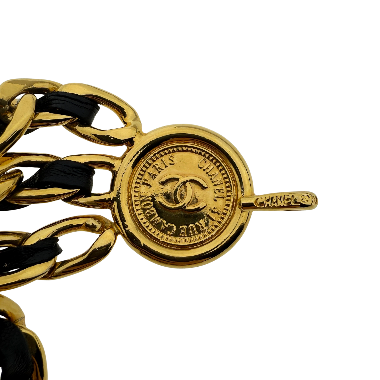 Chanel Ceinture chaine triple Gürtel Schwarz Gold / sehr gut Chanel