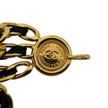 Chanel Ceinture chaine triple Gürtel Schwarz Gold / sehr gut Chanel