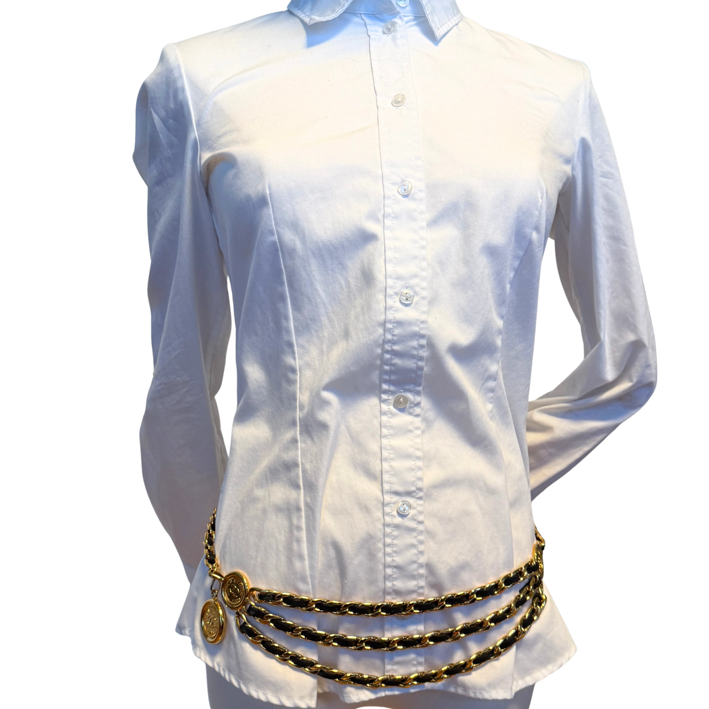 Chanel Ceinture chaine triple Gürtel Schwarz Gold / sehr gut Chanel