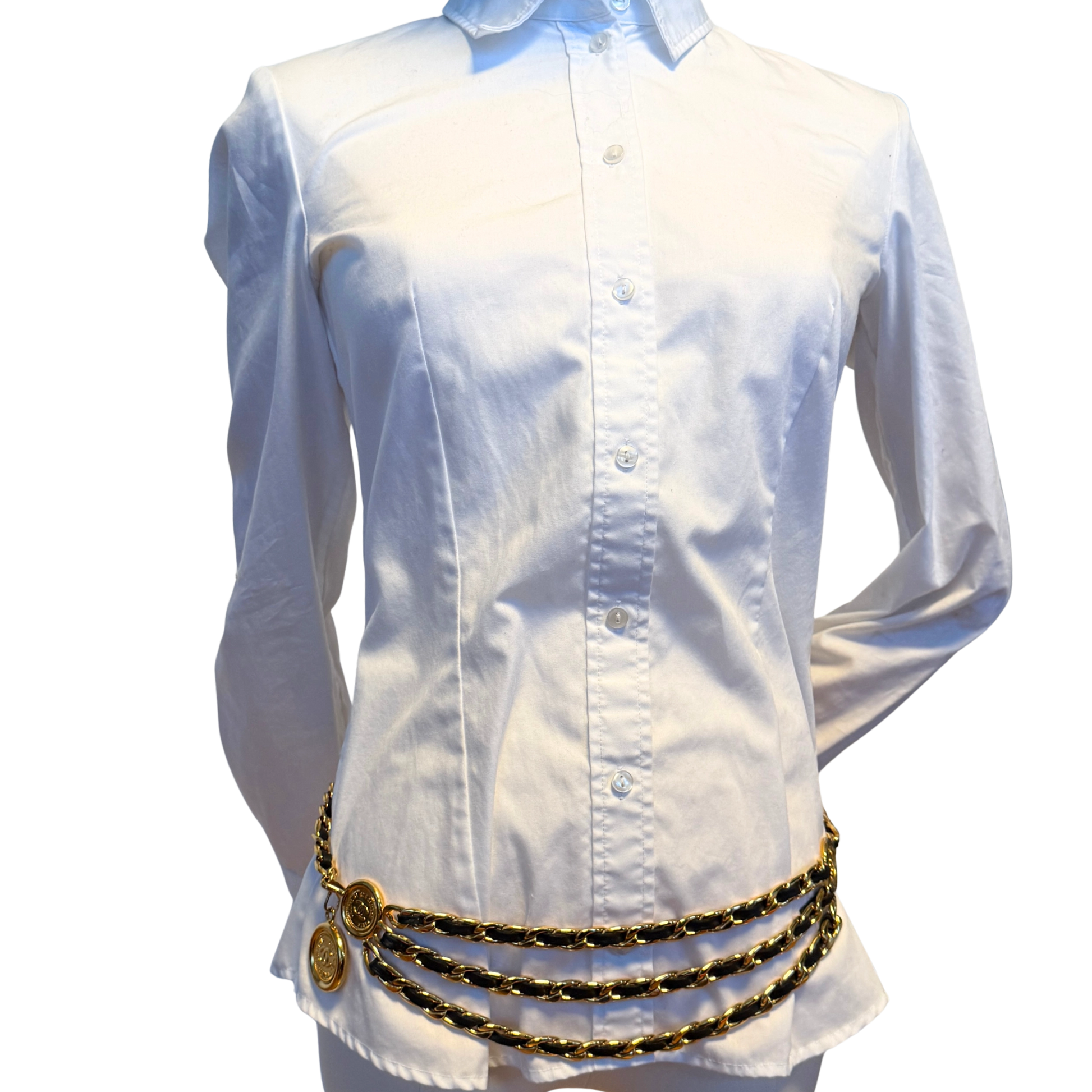 Chanel Ceinture chaine triple Gürtel Schwarz Gold / sehr gut Chanel