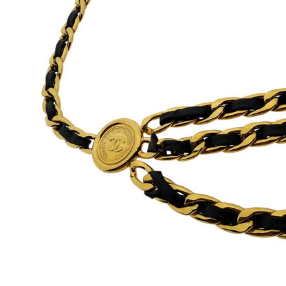 Chanel Ceinture chaine triple Gürtel Schwarz Gold / sehr gut Chanel
