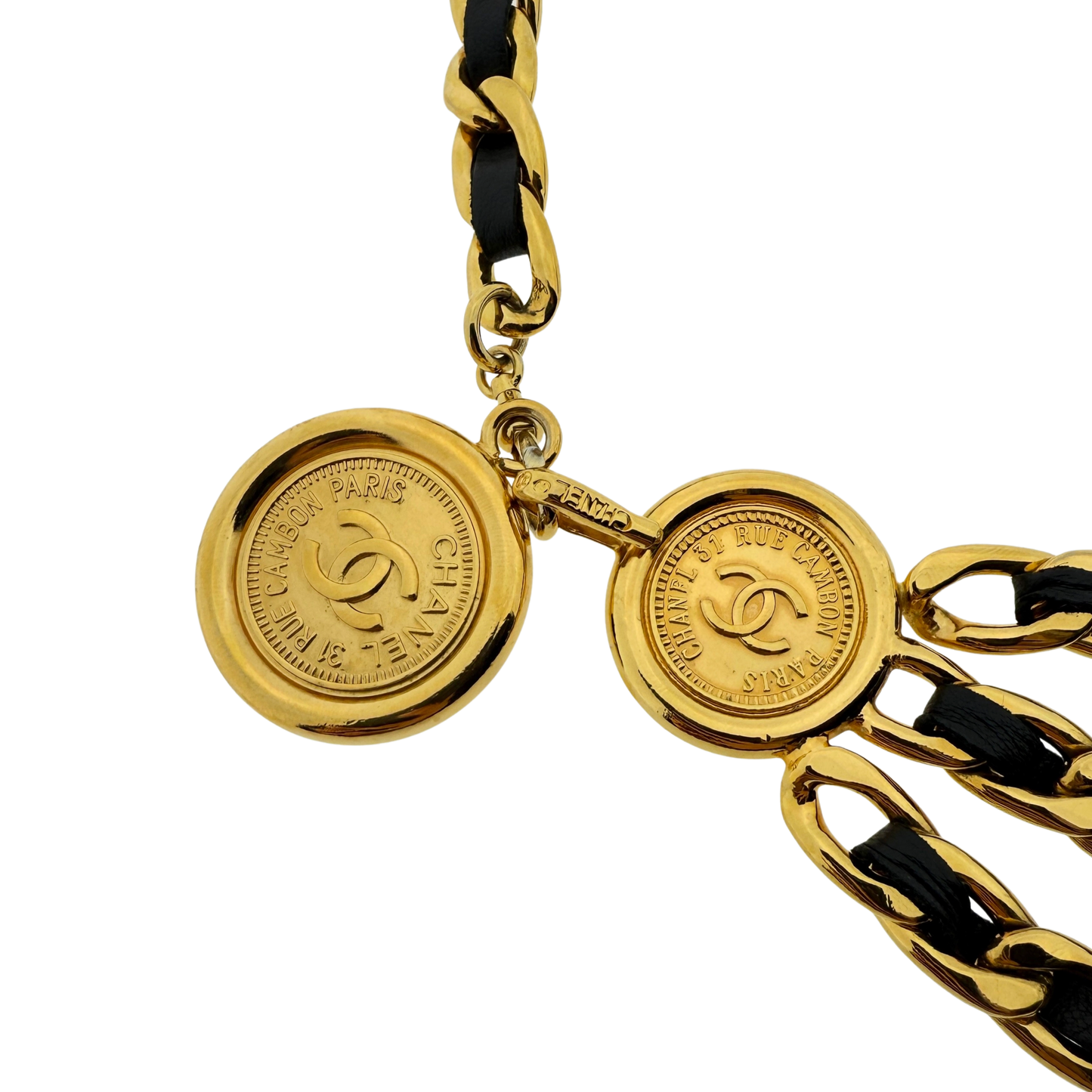 Chanel Ceinture chaine triple Gürtel Schwarz Gold / sehr gut Chanel