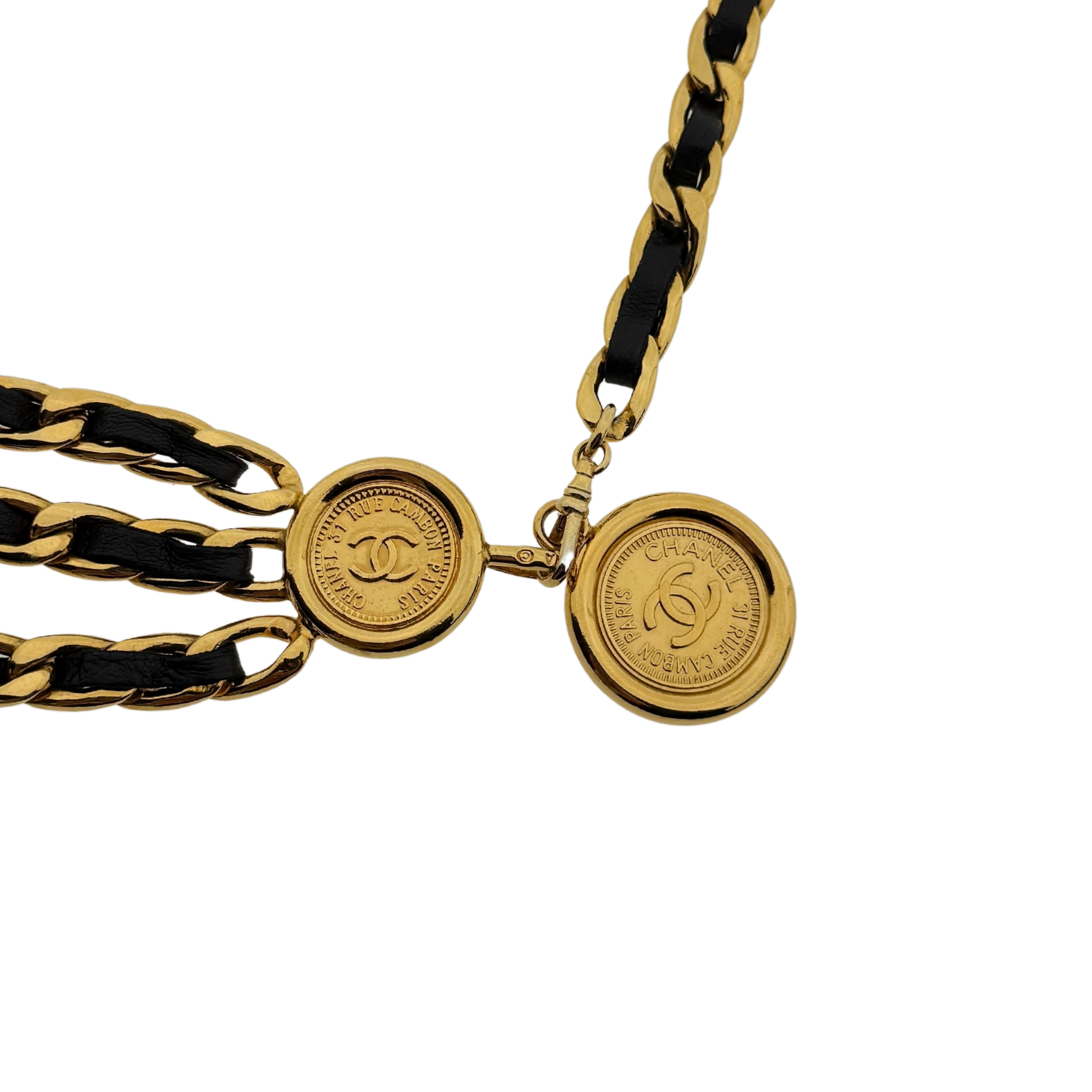 Chanel Ceinture chaine triple Gürtel Schwarz Gold / sehr gut Chanel