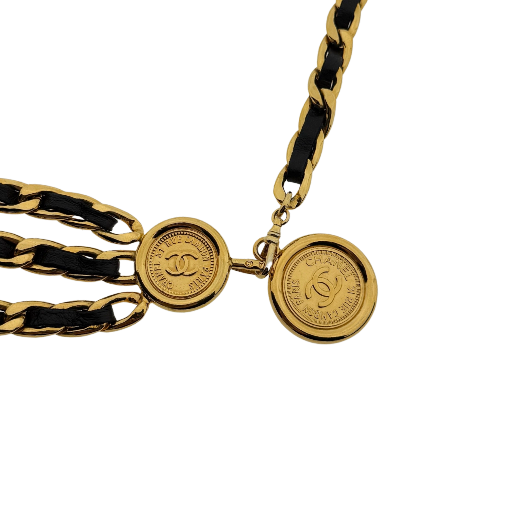 Chanel Ceinture chaine triple Gürtel Schwarz Gold / sehr gut Chanel