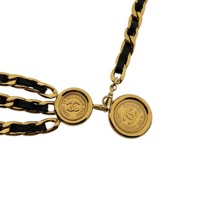 Chanel Ceinture chaine triple Gürtel Schwarz Gold / sehr gut Chanel