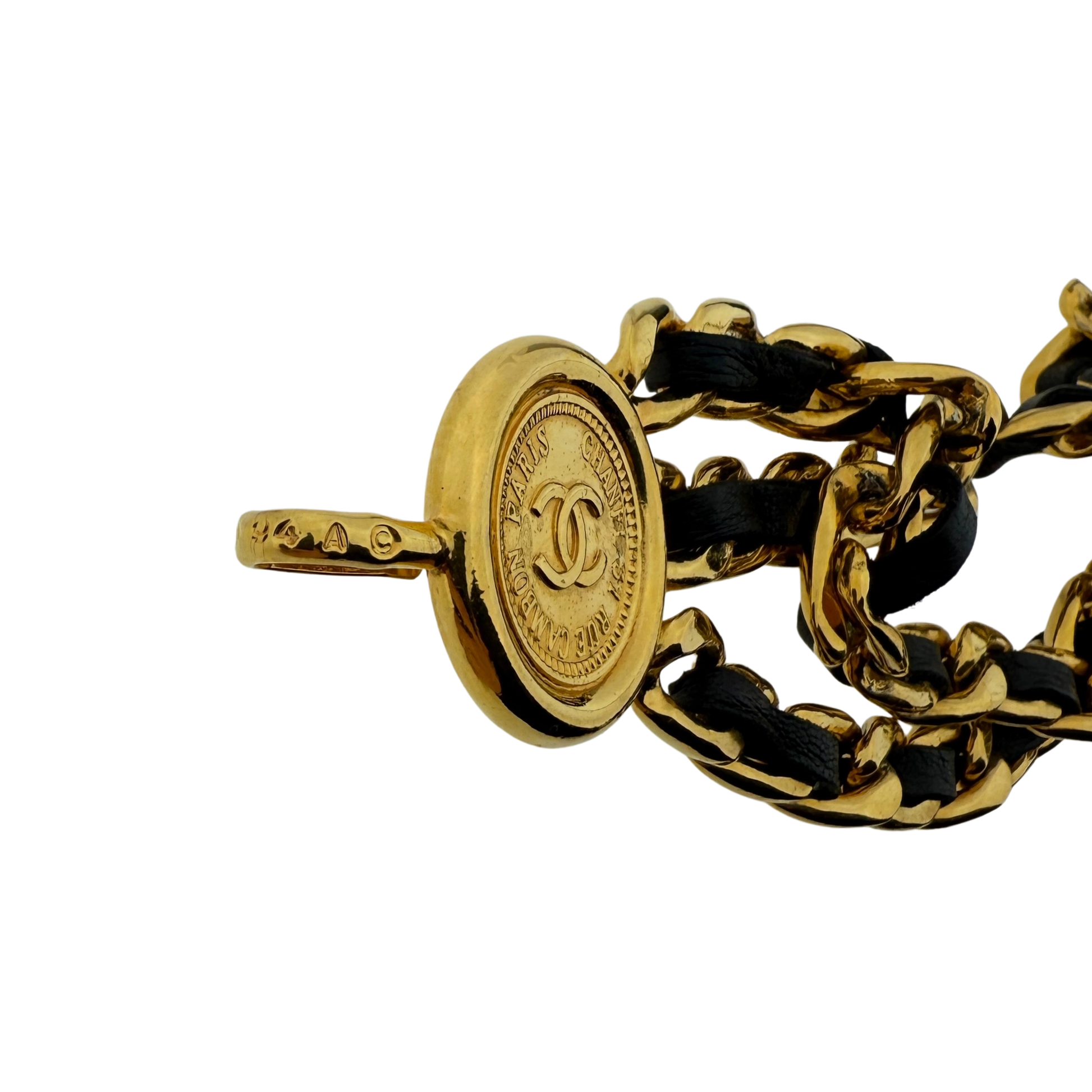 Chanel Ceinture chaine triple Gürtel Schwarz Gold / sehr gut Chanel