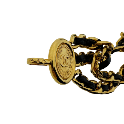 Chanel Ceinture chaine triple Gürtel Schwarz Gold / sehr gut Chanel