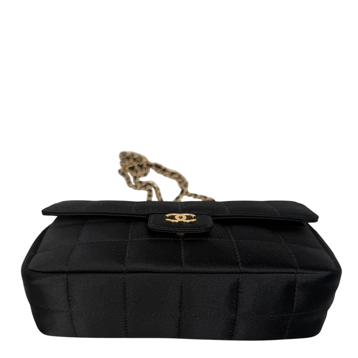 Chanel Chocolate Bar Flap Bag Satin Schwarz Chanel