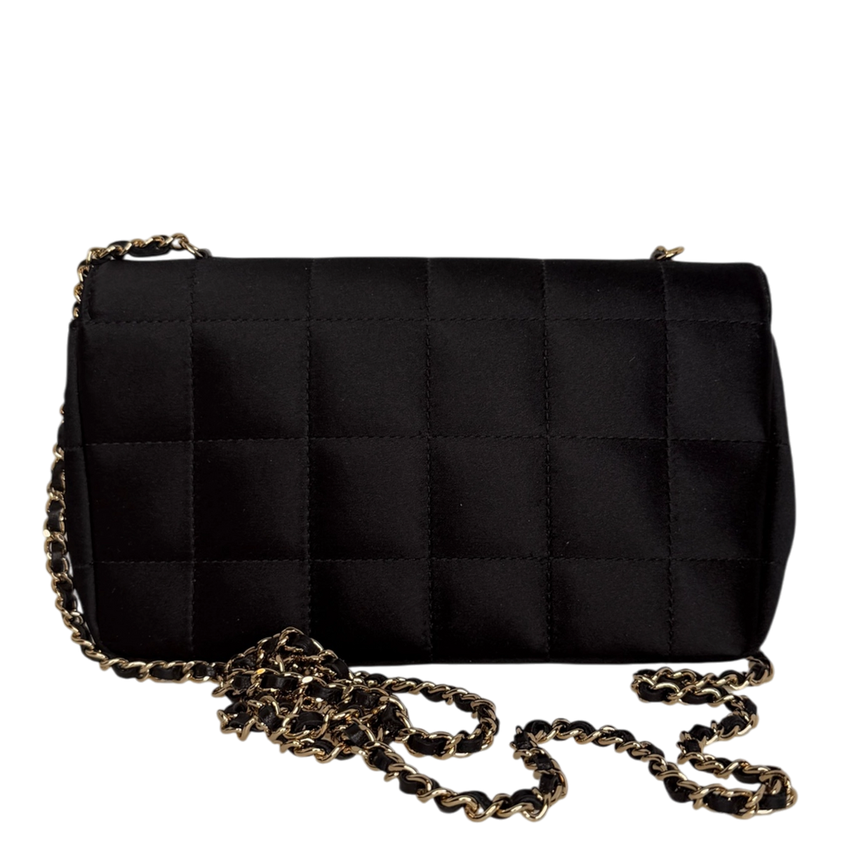 Chanel Chocolate Bar Flap Bag Satin Schwarz Chanel