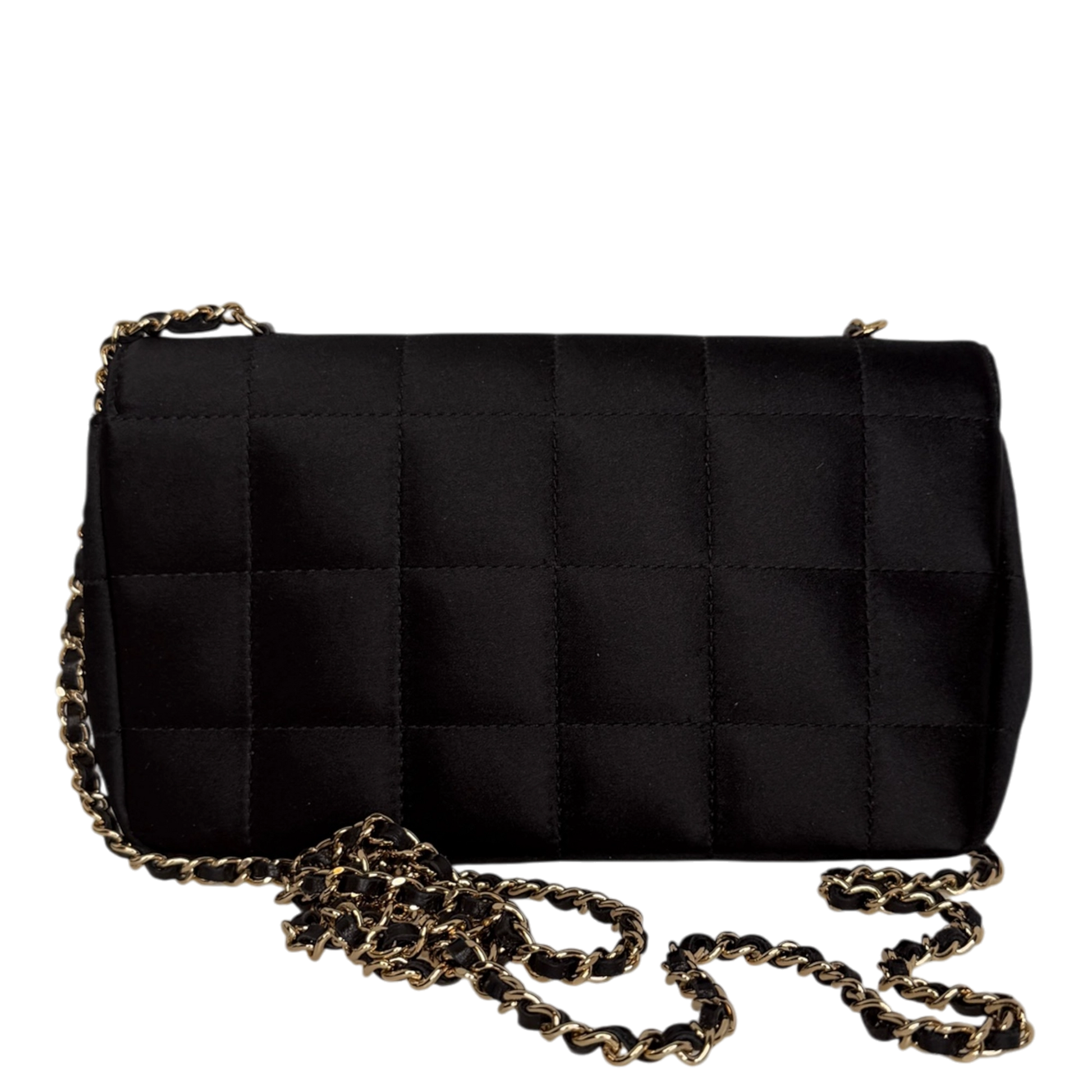 Chanel Chocolate Bar Flap Bag Satin Schwarz Chanel