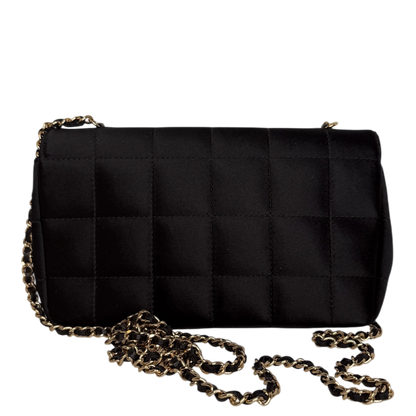 Chanel Chocolate Bar Flap Bag Satin Schwarz Chanel