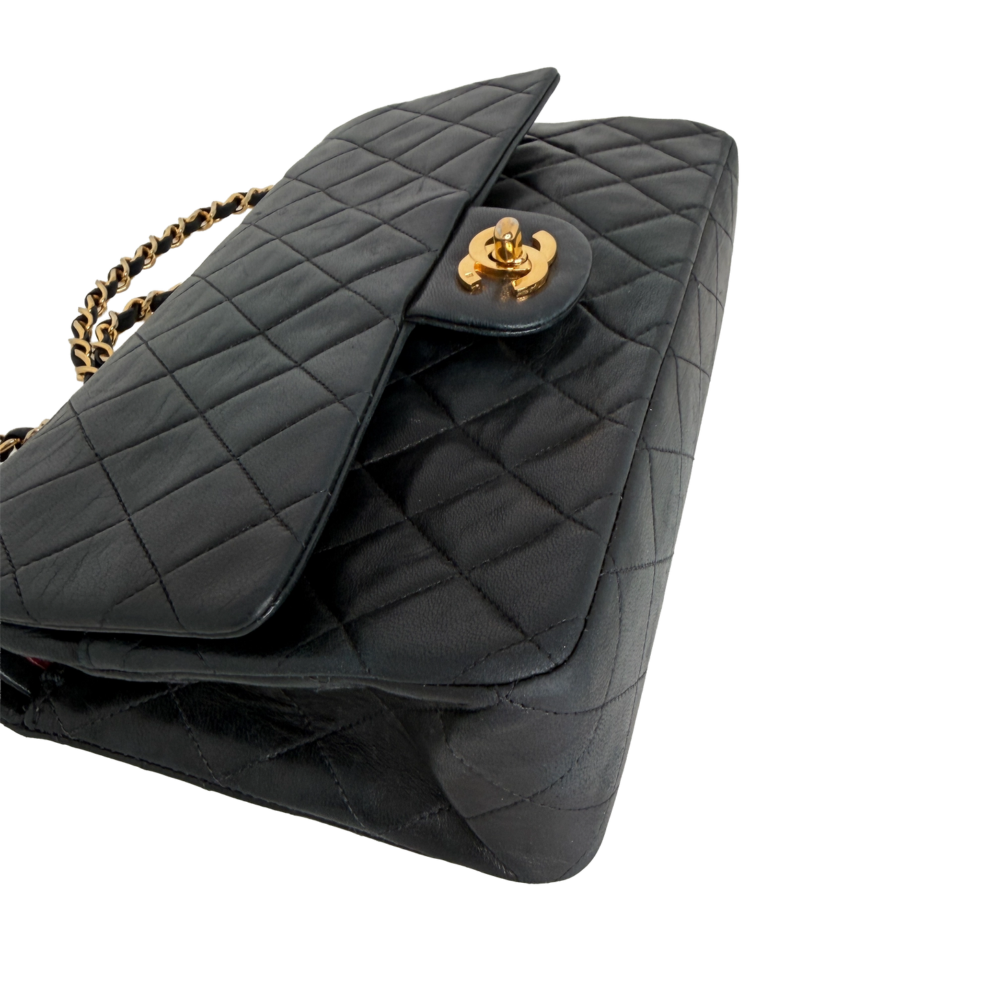 Chanel Timeless Medium Doubleflap Bag Lammleder schwarz GHW / gut Chanel