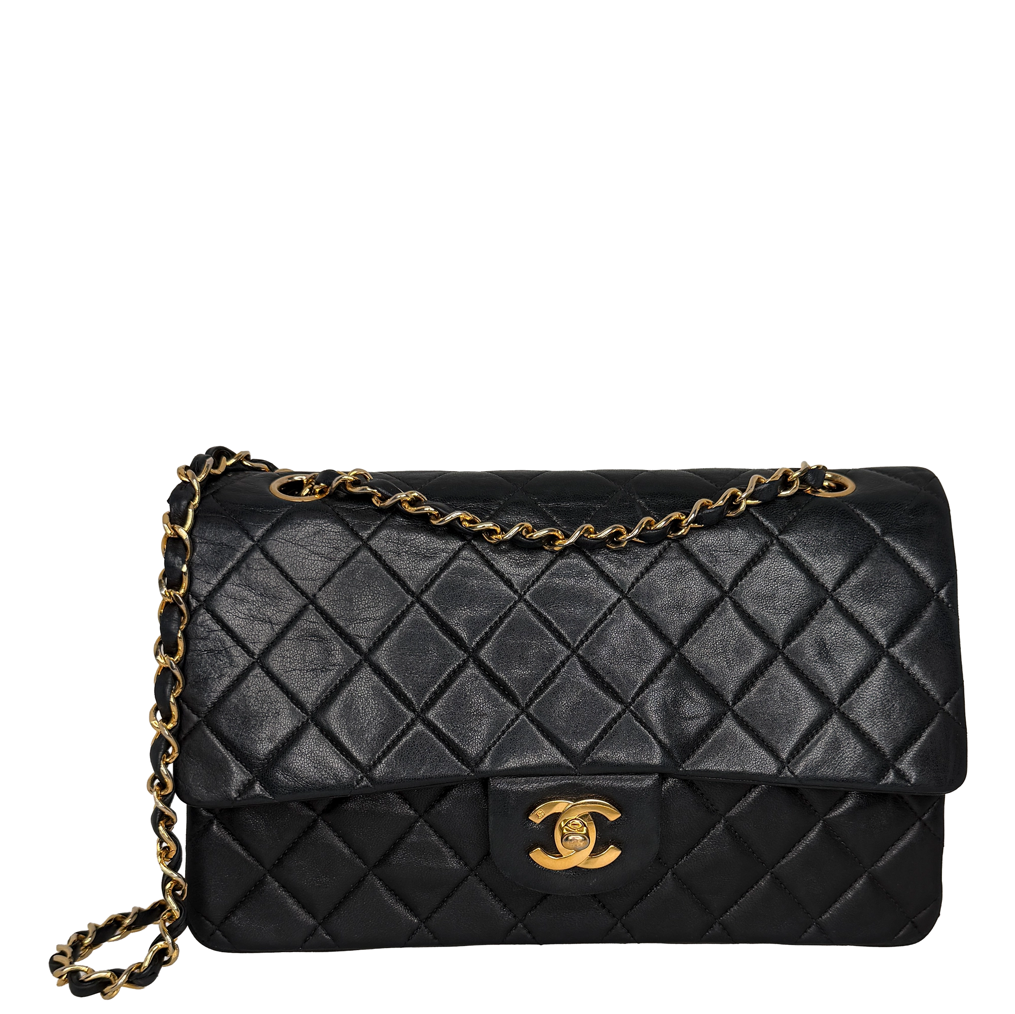 Chanel Timeless Medium Doubleflap Bag Lammleder schwarz GHW / gut Chanel