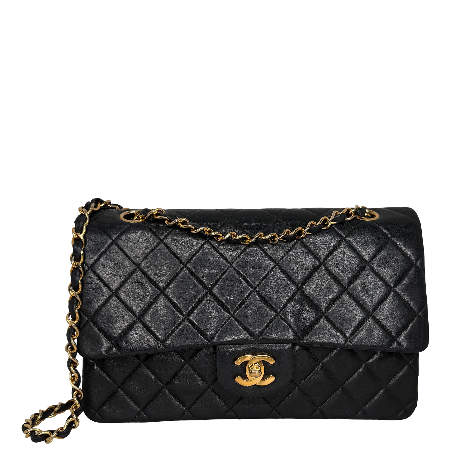 Chanel Timeless Medium Doubleflap Bag Lammleder schwarz GHW / gut Chanel