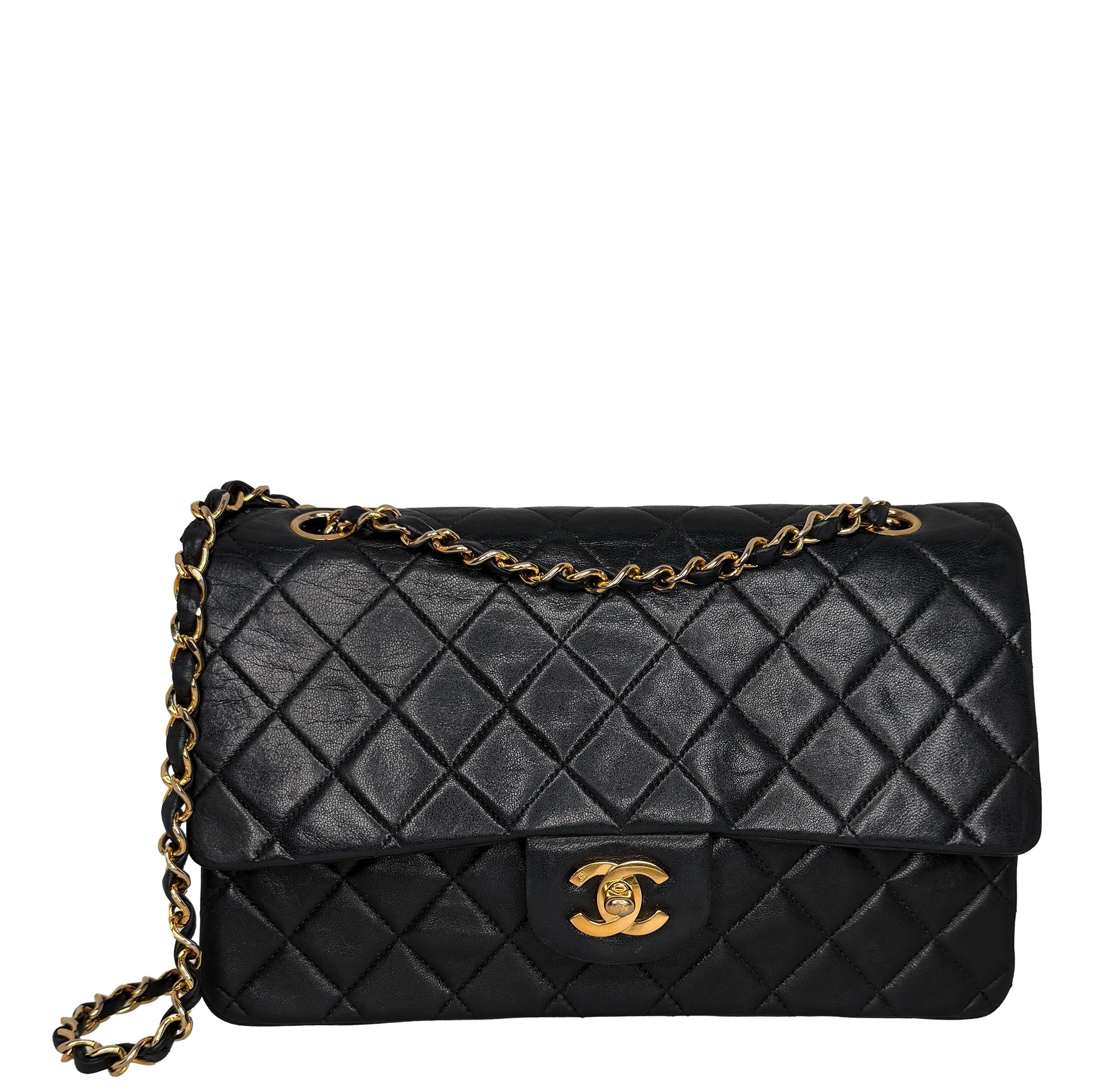 Chanel Timeless Medium Doubleflap Bag Lammleder schwarz GHW / gut Chanel