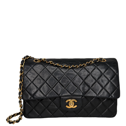 Chanel Timeless Medium Doubleflap Bag Lammleder schwarz GHW / gut Chanel